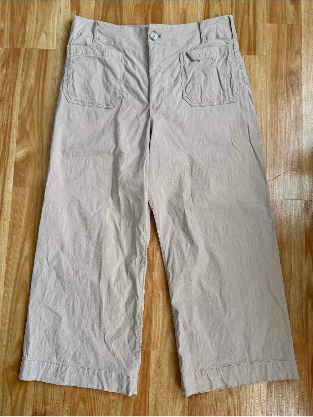 Maeve Light Beige Wide-Leg Chinos